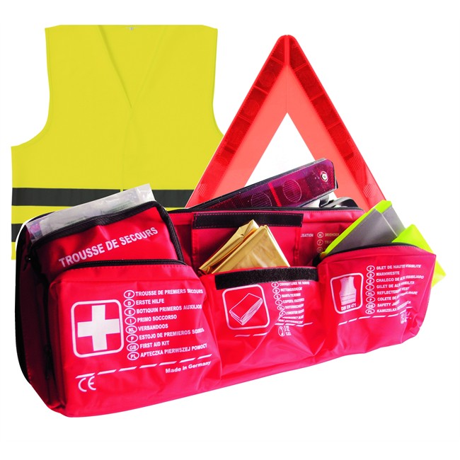 Pack luxe triangle + gilet + pharmacie + couverture survie : Auto5.be