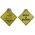 Signal&eacute;tique jaune &agrave; ventouse NORAUTO B&eacute;b&eacute; &agrave; bord et Future maman